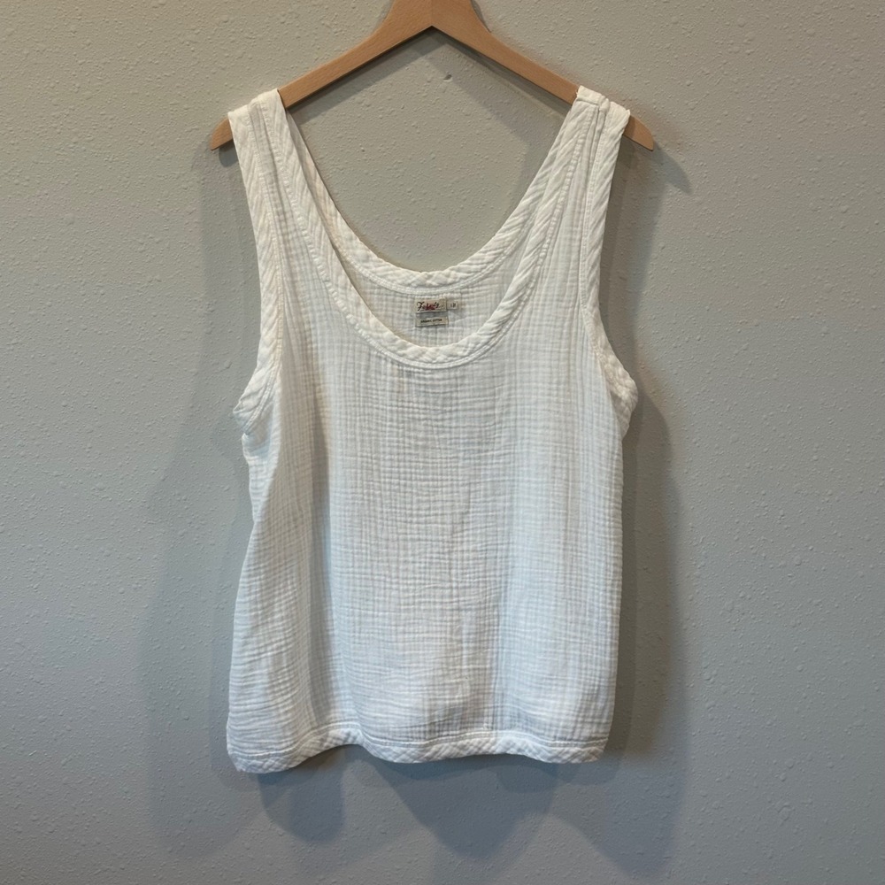 Faherty White Ribbed Scoop Neck Tank Top - Picture 2 of 13